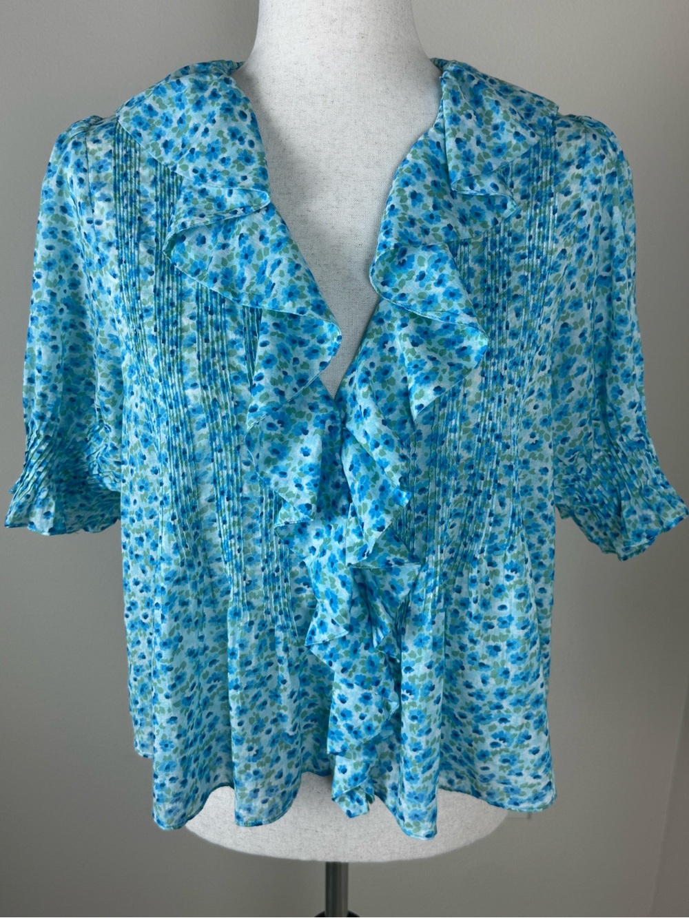 DÔEN Henri Bleu Daisy Fields Organic Cotton Voile Blouse XS - Picture 3 of 13